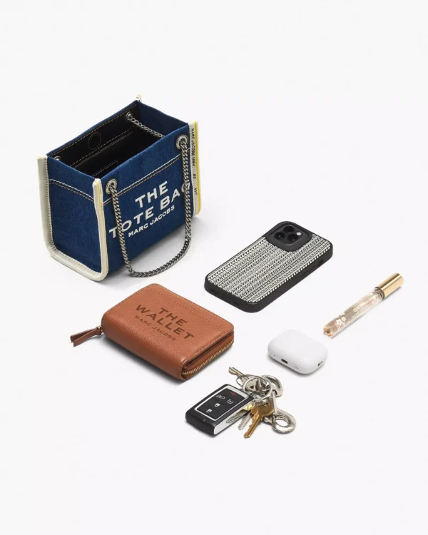 The Marc Jacobs Denim Chain Crossbody Tote Bag Dark Wash