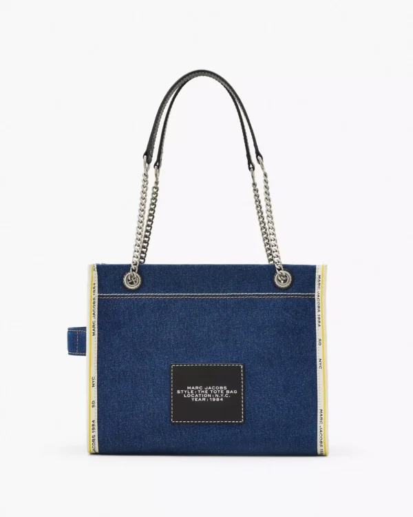 THE MARC JACOBS DENIM CHAIN MEDIUM TOTE BAG Dark Wash