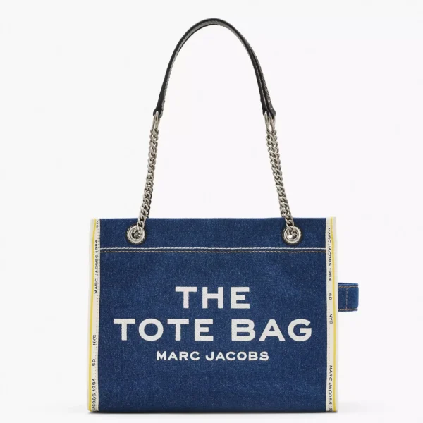 THE MARC JACOBS DENIM CHAIN MEDIUM TOTE BAG Dark Wash
