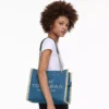 MJI_2F4HTT018H05_474_F8F8F8_4-5_ALT1 THE MARC JACOBS DENIM CHAIN MEDIUM TOTE BAG Light Wash