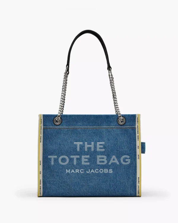 THE MARC JACOBS DENIM CHAIN MEDIUM TOTE BAG Light Wash