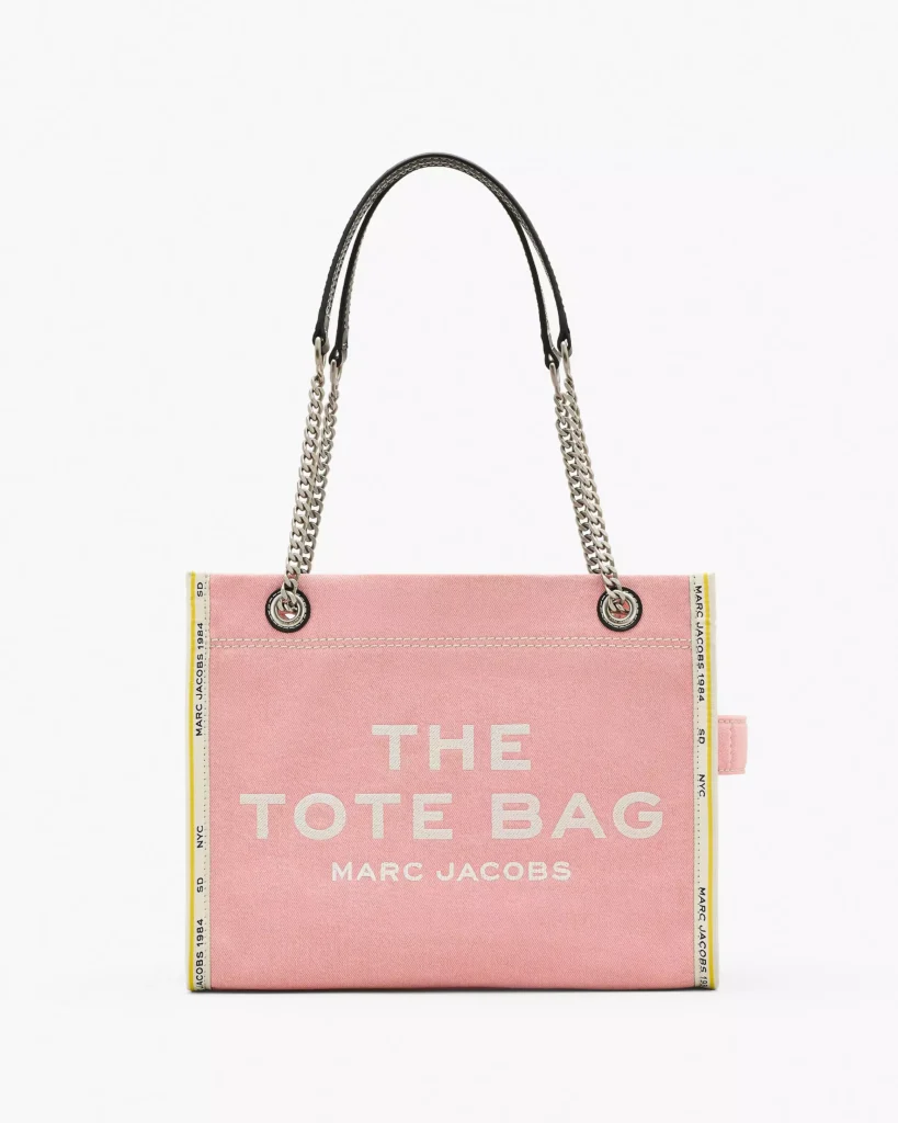 THE MARC JACOBS DENIM CHAIN MEDIUM TOTE BAG Ribbon Pink
