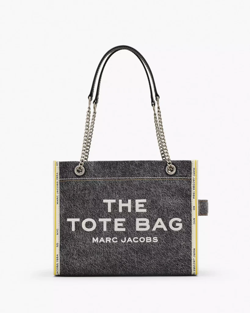 THE MARC JACOBS DENIM CHAIN MEDIUM TOTE BAG Black Wash