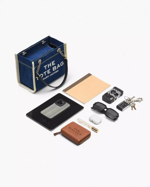 THE MARC JACOBS DENIM CHAIN SMALL TOTE BAG Dark Wash