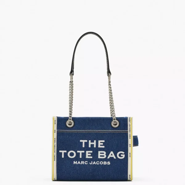 THE MARC JACOBS DENIM CHAIN SMALL TOTE BAG Dark Wash