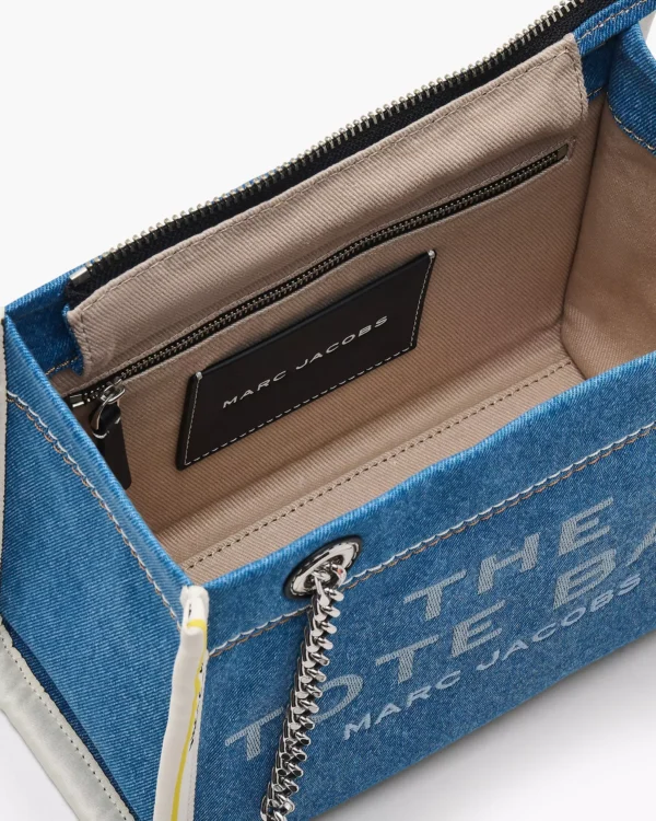 THE MARC JACOBS DENIM CHAIN SMALL TOTE BAG Light Wash