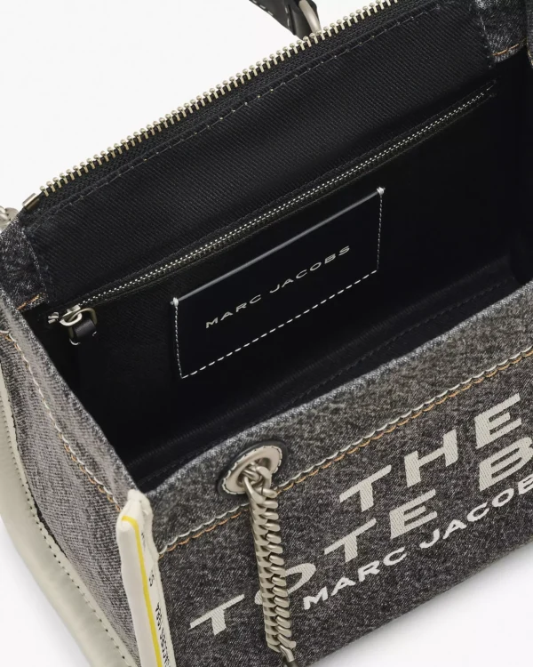 THE MARC JACOBS DENIM CHAIN SMALL TOTE BAG Black Wash