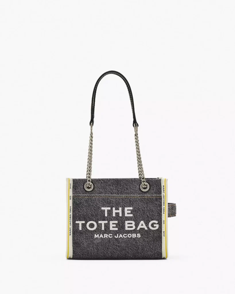 THE MARC JACOBS DENIM CHAIN SMALL TOTE BAG Black Wash