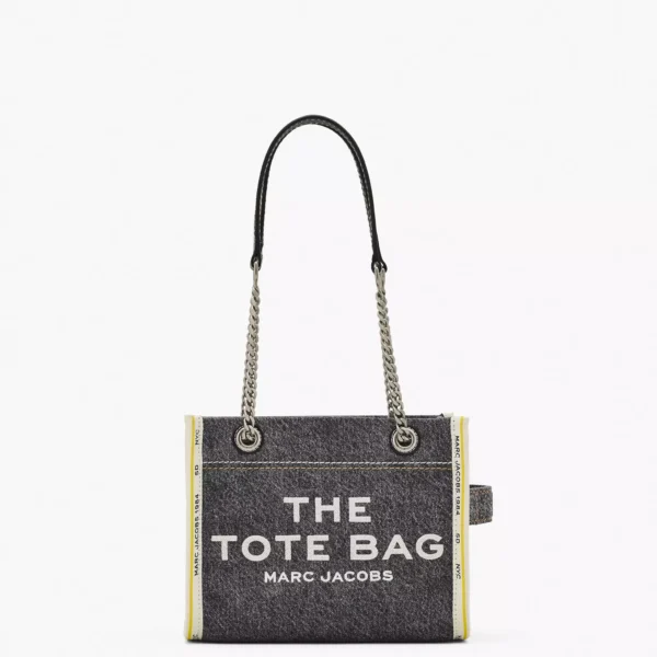 THE MARC JACOBS DENIM CHAIN SMALL TOTE BAG Black Wash