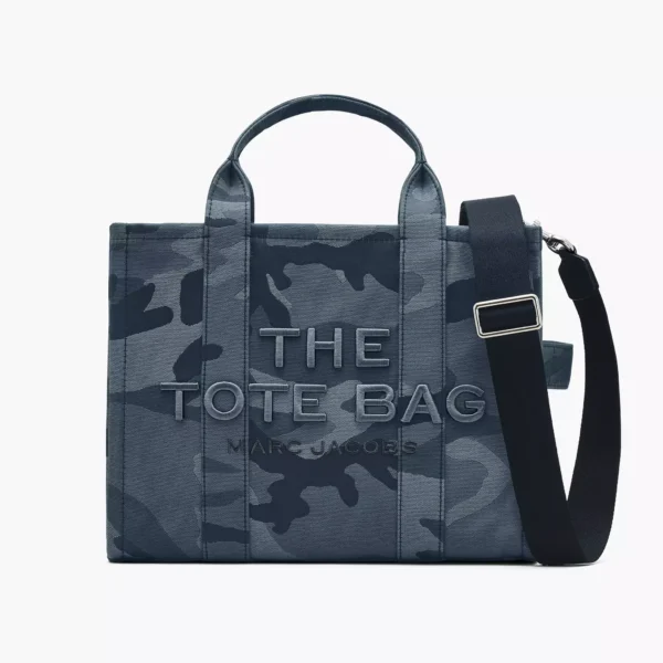 THE MARC JACOBS CAMO JACQUARD CANVAS MEDIUM TOTE BAG Blue