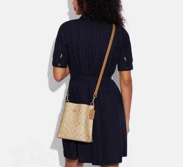 Coach Mollie Bucket Bag 22 In Signature Canvas Light Khaki Light Saddle