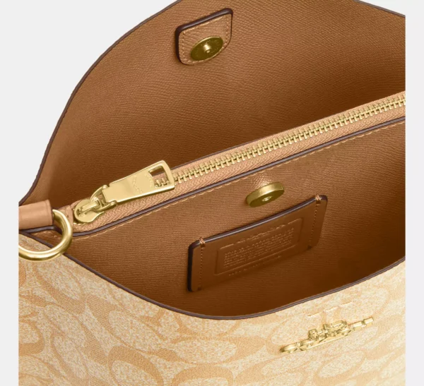 Coach Mollie Bucket Bag 22 In Signature Canvas Light Khaki Light Saddle