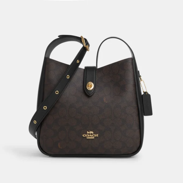 Coach Hadley Convertible Crossbody Bag in Signature Canvas Walnut Black