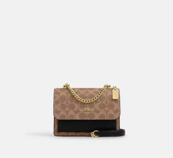Coach Mini Klare Crossbody Bag In Signature Canvas Tan Black