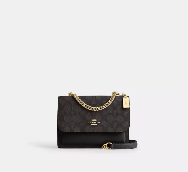 Coach Mini Klare Crossbody Bag In Signature Canvas Walnut Black