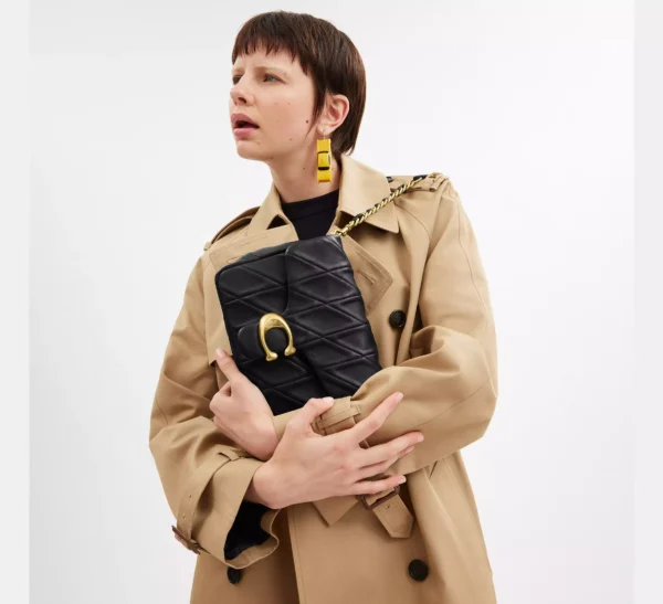 Coach Times Square Tabby Shoulder Bag With Quilting Black