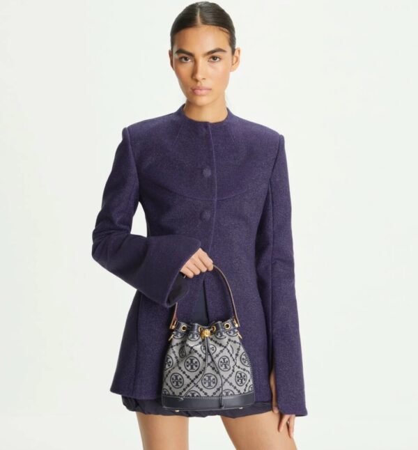 Tory Burch T Monogram Bucket Bag Navy