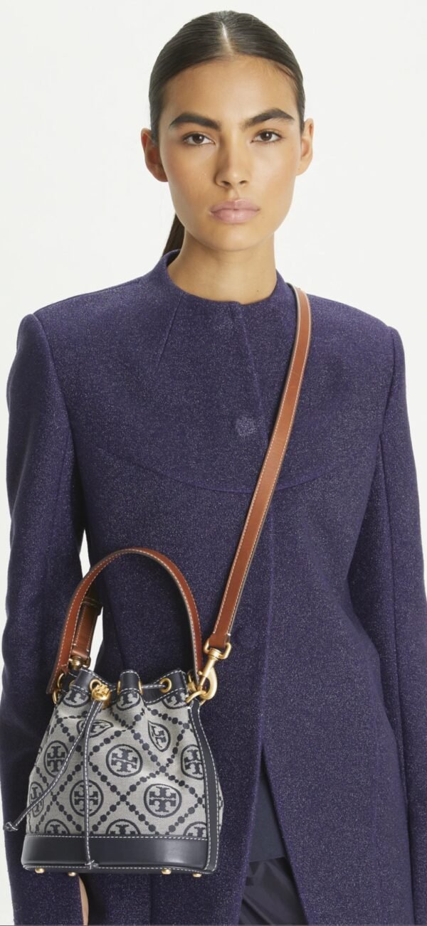Tory Burch T Monogram Bucket Bag Navy