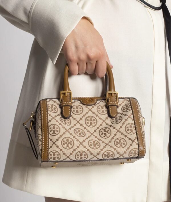 img_2526 Tory Burch Mini T Monogram duffle bag Hazelnut