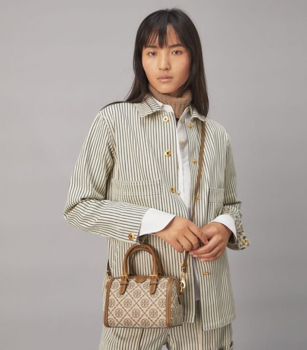 img_2529 Tory Burch Mini T Monogram duffle bag Hazelnut