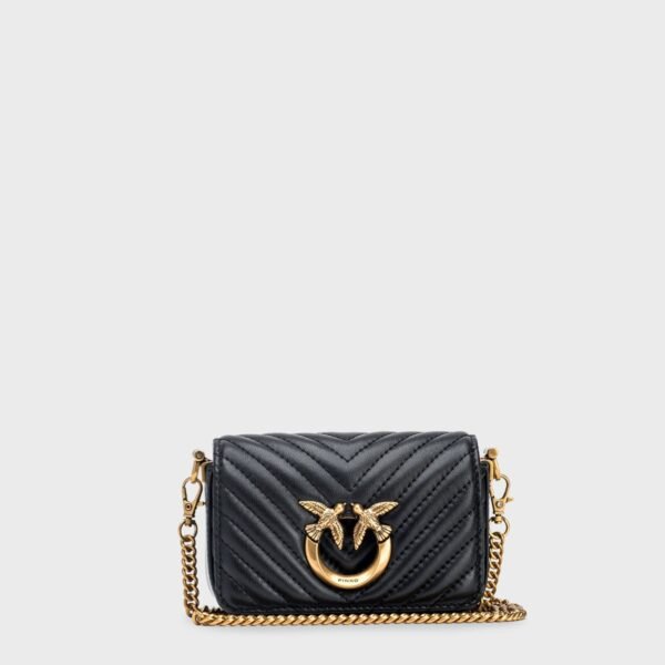Pinko Micro Love Bag Click Big Chevron BLACK-ANTIQUE GOLD