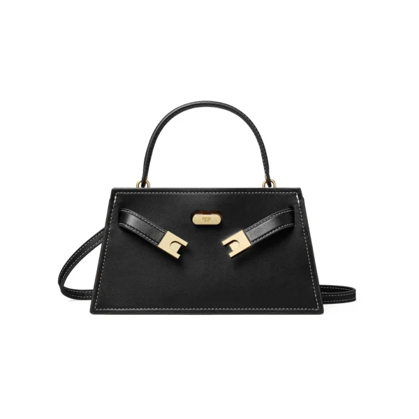 Tory Burch Lee Radziwill Petite Leather Top Handle Bag Black