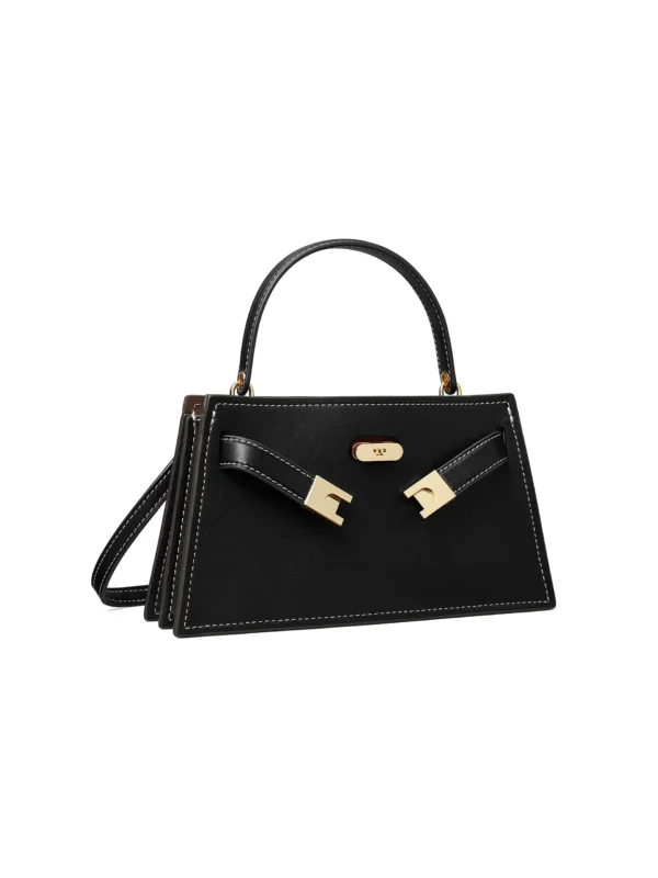 Tory Burch Lee Radziwill Petite Leather Top Handle Bag Black