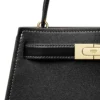 Tory Burch Lee Radziwill Petite Leather Top Handle Bag Black