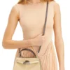Tory Burch Lee Radziwill Petite Leather Top Handle Bag Praline