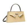 Tory Burch Lee Radziwill Petite Leather Top Handle Bag Praline