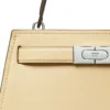 Tory Burch Lee Radziwill Petite Leather Top Handle Bag Praline