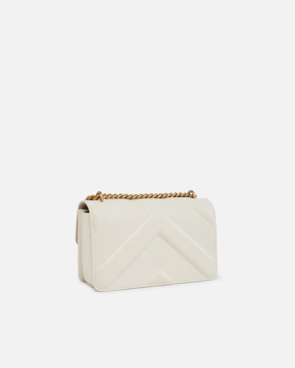 Pinko Love Bag mini chevron-quilted nappa leather crossbody bag White