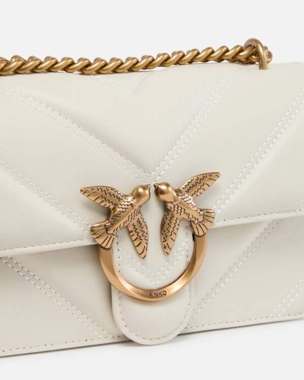 Pinko Love Bag mini chevron-quilted nappa leather crossbody bag White