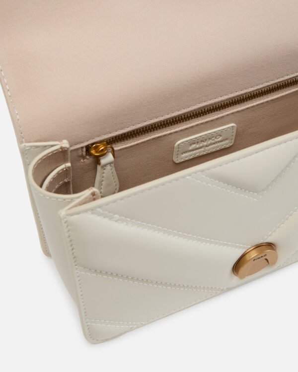 Pinko Love Bag mini chevron-quilted nappa leather crossbody bag White