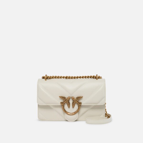 Pinko Love Bag mini chevron-quilted nappa leather crossbody bag White