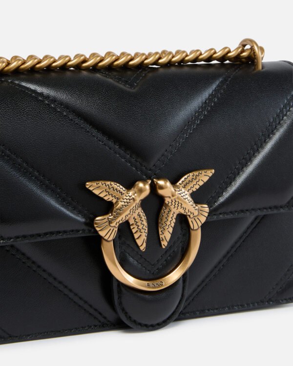 Pinko Love Bag mini chevron-quilted nappa leather crossbody bag Black