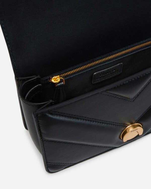Pinko Love Bag mini chevron-quilted nappa leather crossbody bag Black