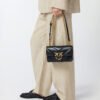 Pinko Love Bag mini chevron-quilted nappa leather crossbody bag Black