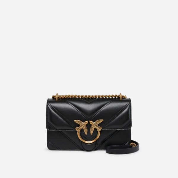 Pinko Love Bag mini chevron-quilted nappa leather crossbody bag Black