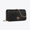 Tory Burch Kira Chevron Quilted Leather Chain Wallet Black