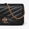 Tory Burch Kira Chevron Quilted Leather Chain Wallet Black