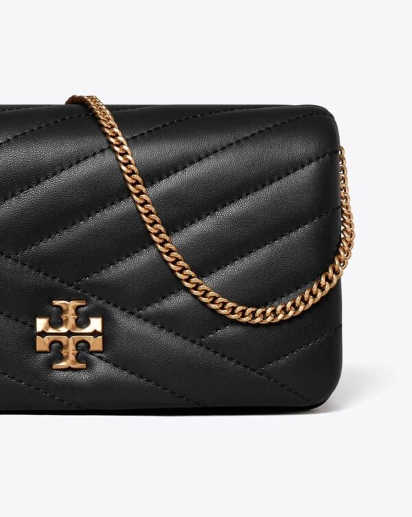 Tory Burch Kira Chevron Quilted Leather Chain Wallet Black