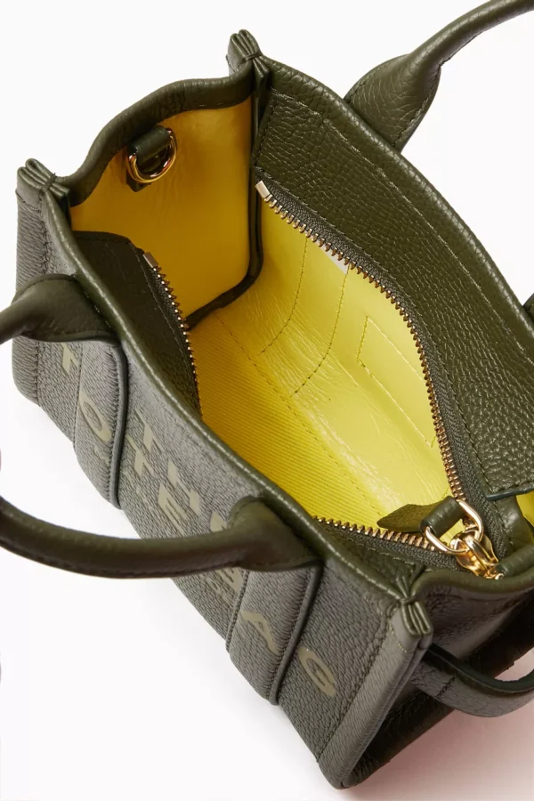 The MARC JACOBS Leather Mini Crossbody Tote Bag Bronze Green