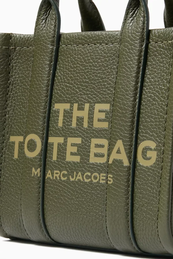 The MARC JACOBS Leather Mini Crossbody Tote Bag Bronze Green