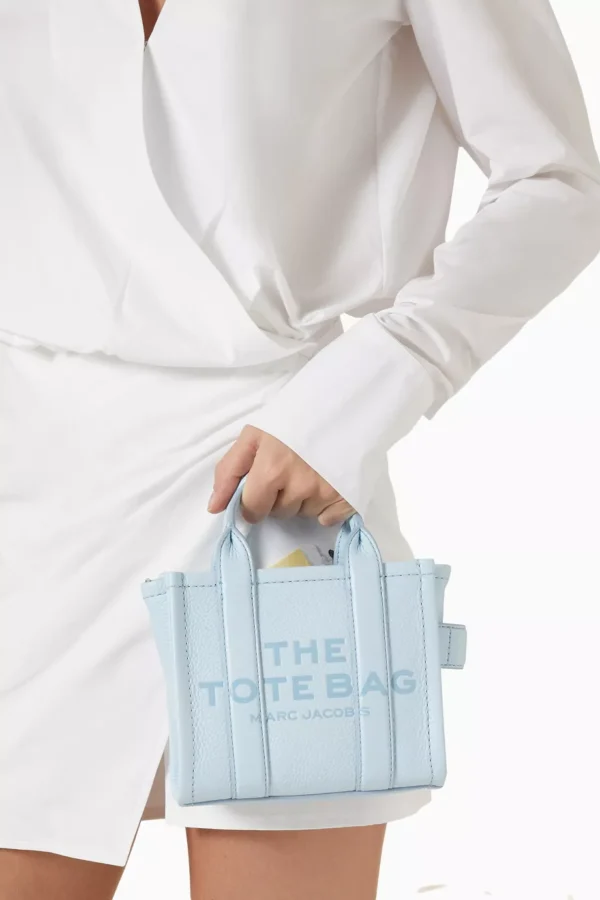 The MARC JACOBS Leather Mini Crossbody Tote Bag Sky blue