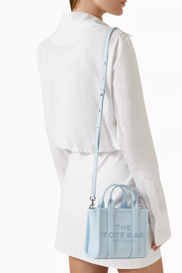 The MARC JACOBS Leather Mini Crossbody Tote Bag Sky blue