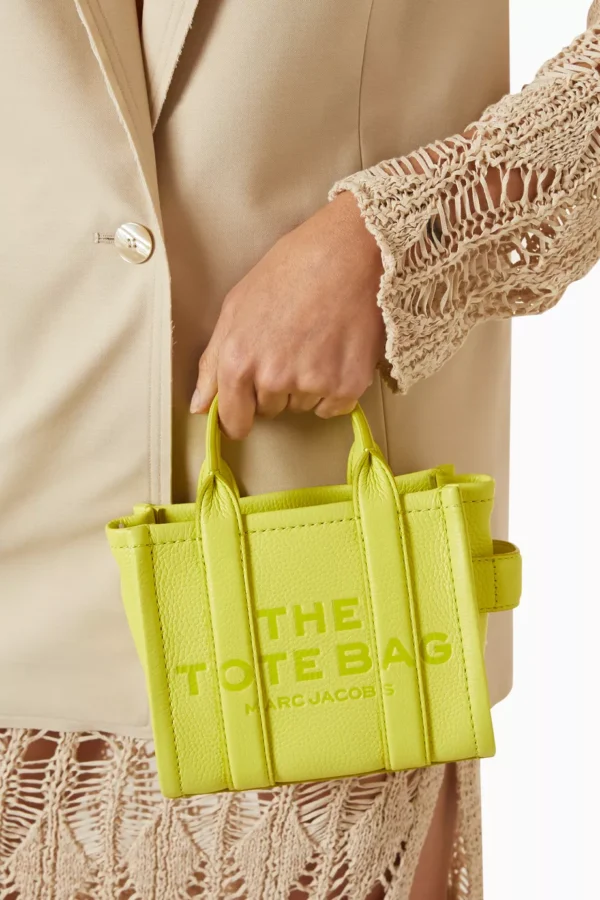The MARC JACOBS Leather Mini Crossbody Tote Bag Limoncello