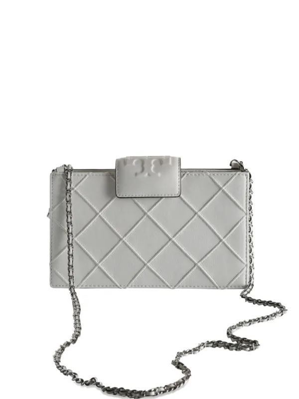 Tory Burch Mini Fleming Soft Chain Wallet Grey
