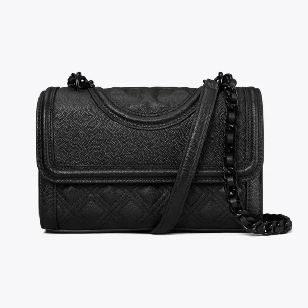 Tory Burch Fleming Convertible Shoulder Bag Polished-Grain Black