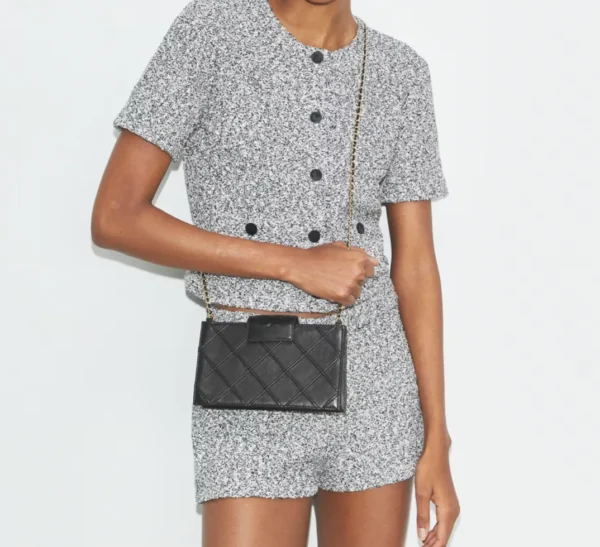 Tory Burch Mini Fleming Soft Chain Wallet Black